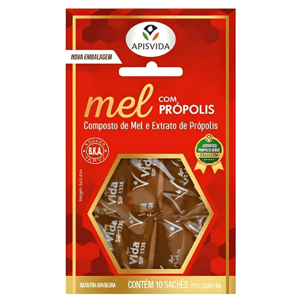 Sache Composto de Mel e Extrato de Própolis Apisvida 40g