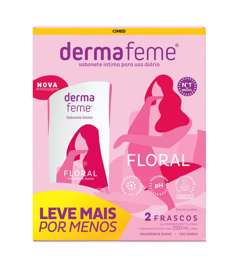 Kit-Sabonete-Liquido-Intimo-Dermafeme-Floral-2-Unidades-De-200ml