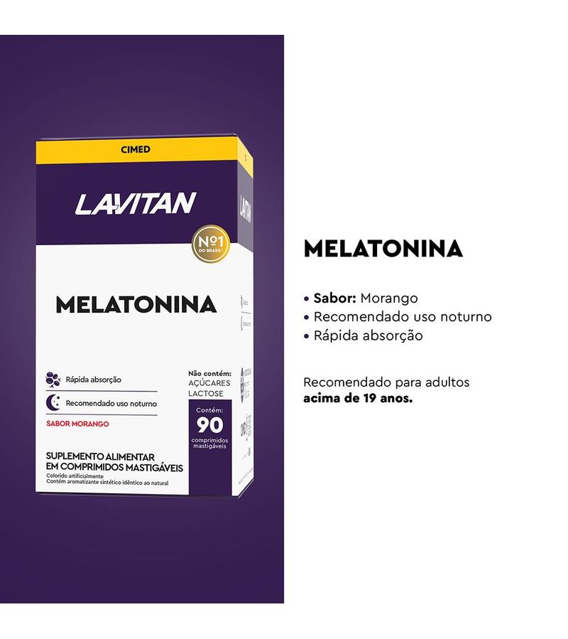 Lavitan-Melatonina-021Mg-Com-90-Comprimidos-Sabor-Morango