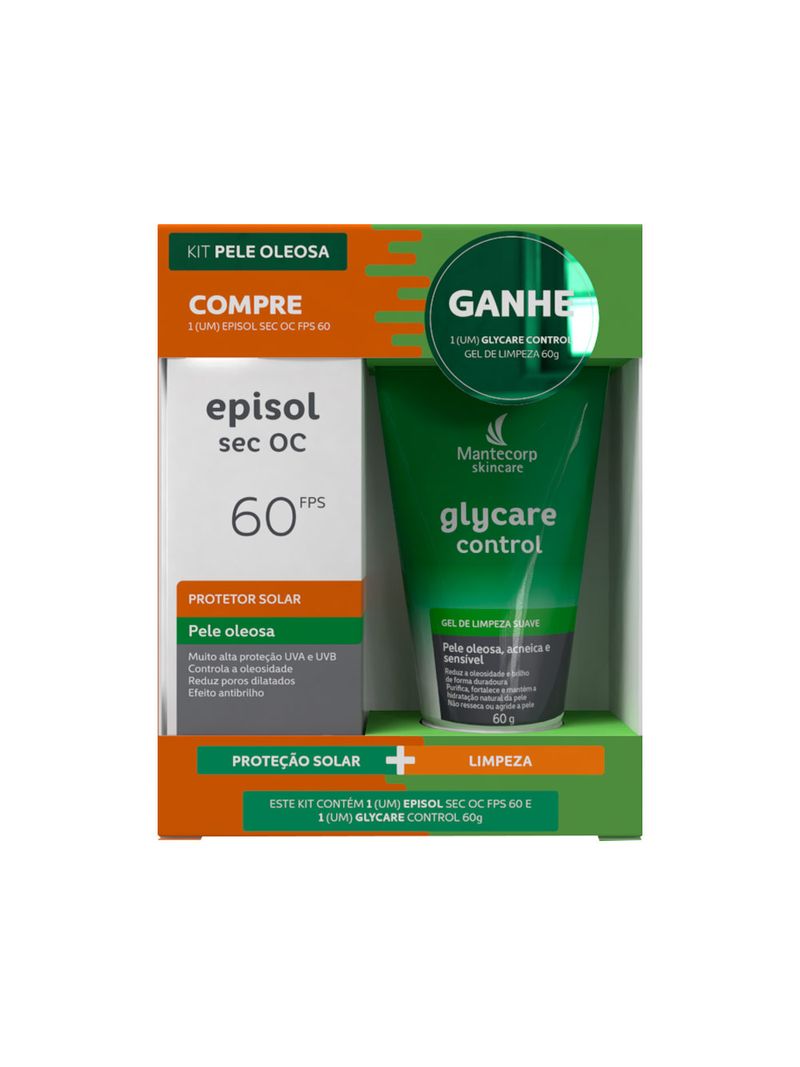 748930-Kit-Mantecorp-Protetor-Solar-Episol-Sec-Oc-Fps60-Pele-Oleosa-60ml--Gel-De-Limpeza-Glycare-Control-60g