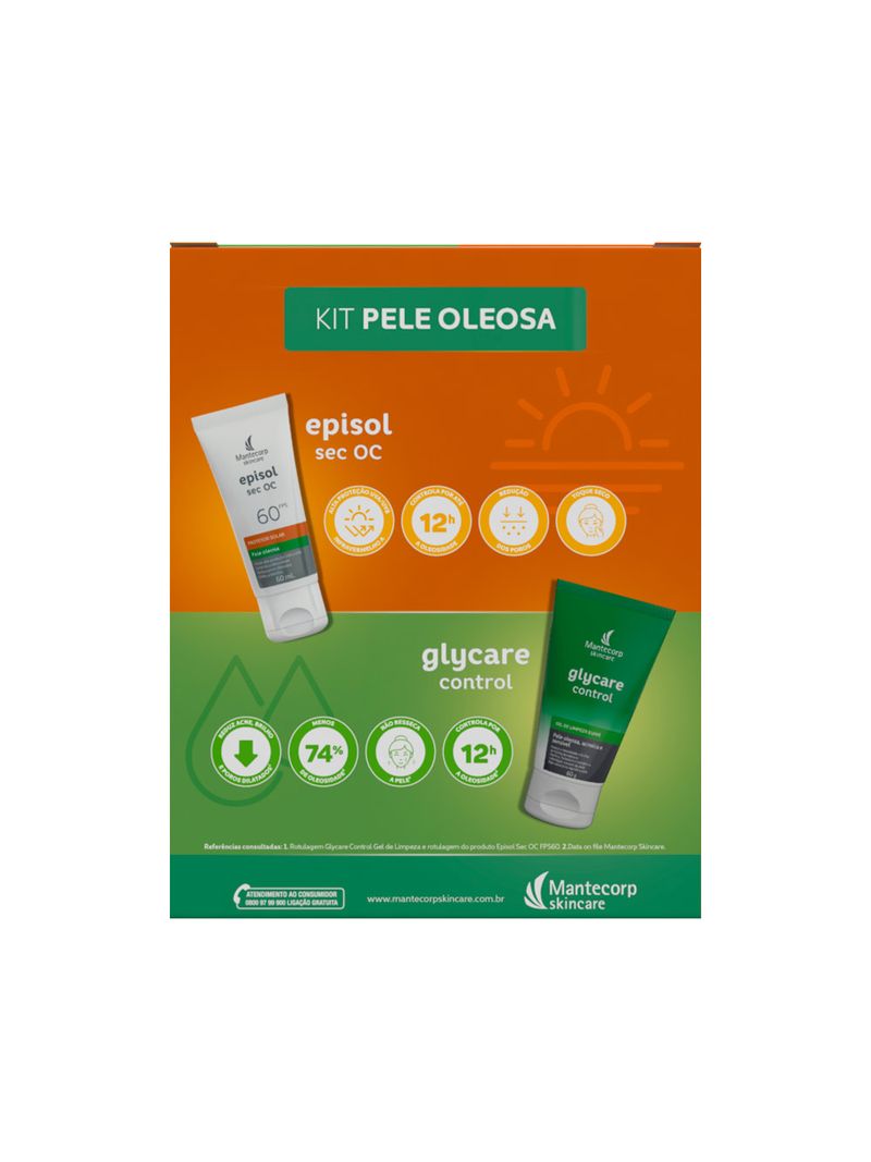 748930-Kit-Mantecorp-Protetor-Solar-Episol-Sec-Oc-Fps60-Pele-Oleosa-60ml--Gel-De-Limpeza-Glycare-Control-60g