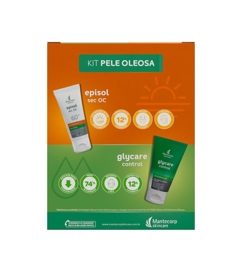 748930-Kit-Mantecorp-Protetor-Solar-Episol-Sec-Oc-Fps60-Pele-Oleosa-60ml--Gel-De-Limpeza-Glycare-Control-60g