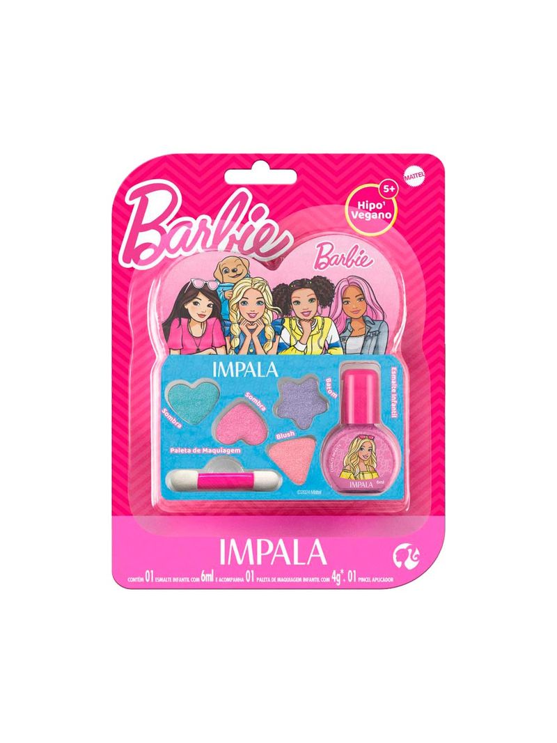 Kit-Esmalte-Infantil-6ml---Paleta-De-Maquiagem-Infantil-4g---Pincel--Aplicador-Impala-Barbie