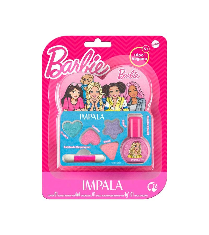 Kit-Esmalte-Infantil-6ml---Paleta-De-Maquiagem-Infantil-4g---Pincel--Aplicador-Impala-Barbie