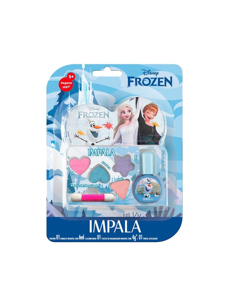 Kit-Esmalte-Infantil-6ml---Paleta-De-Maquiagem-Infantil-4g---Pincel--Aplicador-Impala-Disney-Frozen