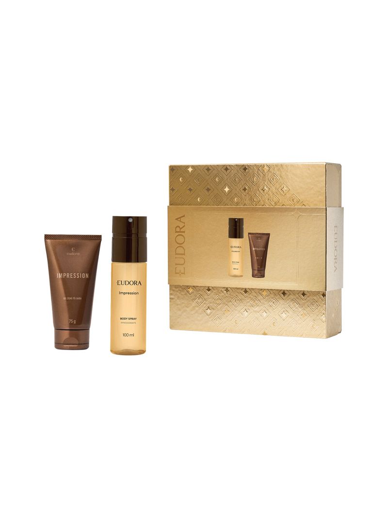 Kit-Eudora-Desodorante-Body-Spray-Impression-100ml---Gel-Creme-Pos-Barba--75g