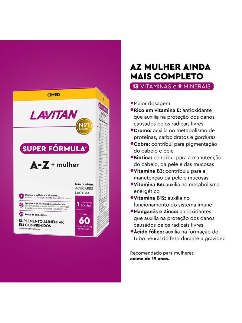 Multivitaminico-Lavitan-A-Z--Mulher-Super-Formula-60-Capsulas