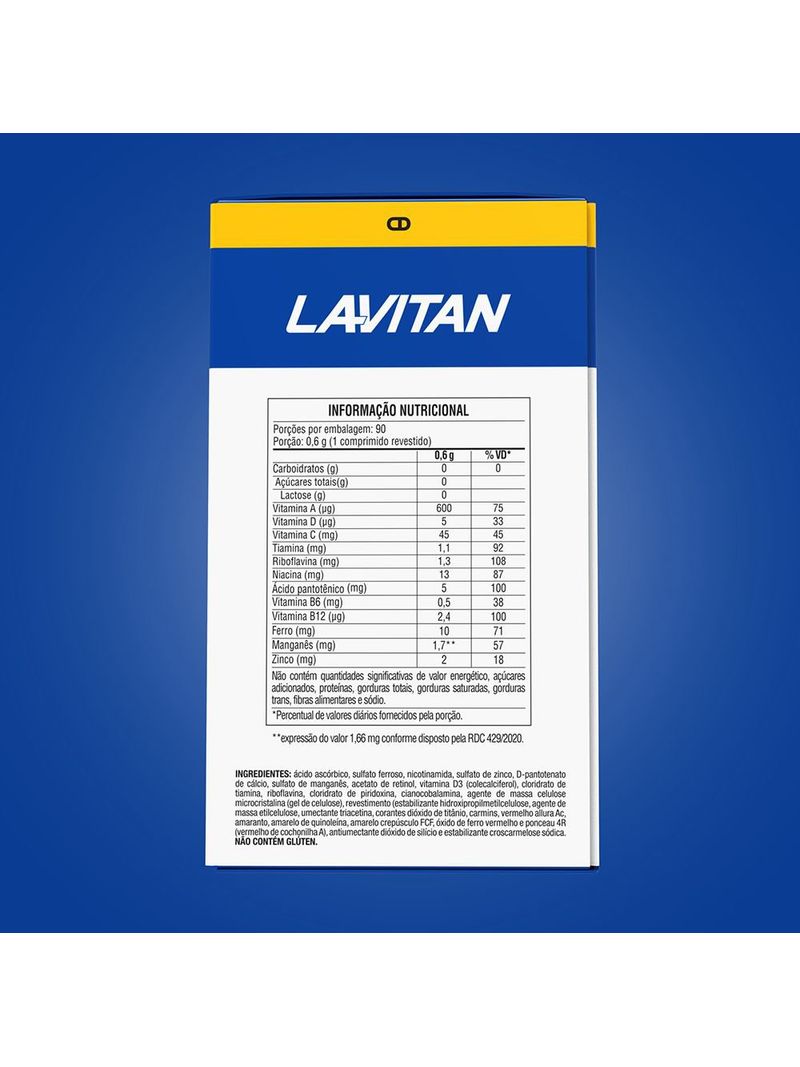 727719-Multivitaminico-Lavitan-A-Z-Original-com-90-Comprimidos-Tabela-Nutricional