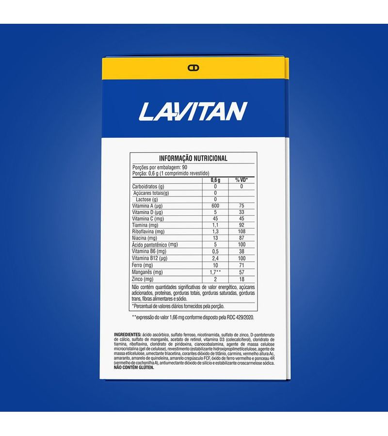 727719-Multivitaminico-Lavitan-A-Z-Original-com-90-Comprimidos-Tabela-Nutricional