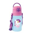 Garrafinha De Aluminio Buba 450ml Com Canudo De Unicornio