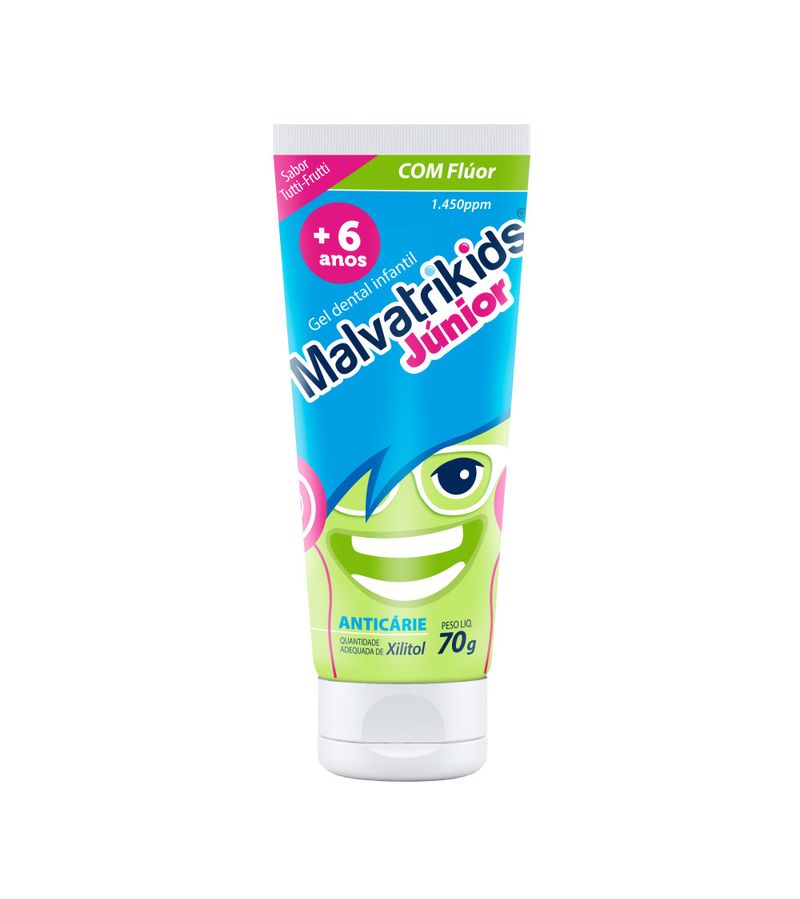 Gel-Dental-Infantil-Malvatrikids-Junior-Sabor-Tutti-Frutti-70g---Principal