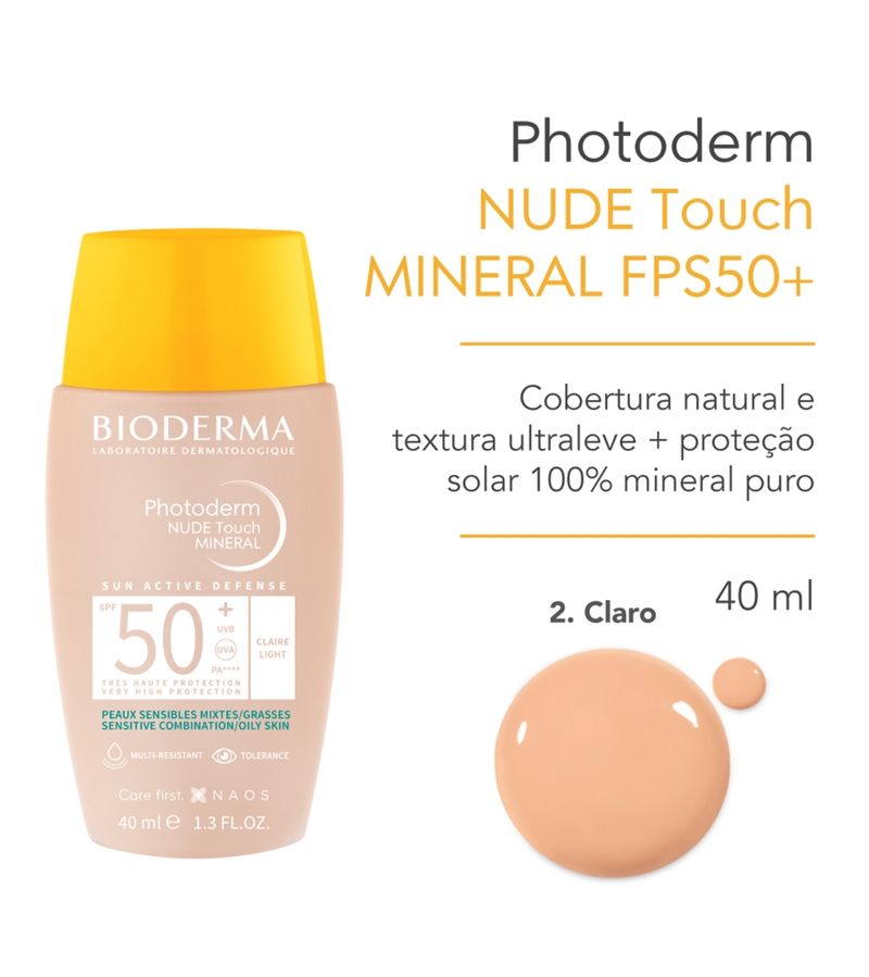 Photoderm-Nude-Touch-Bioderma-40ml-Fps50-Claro