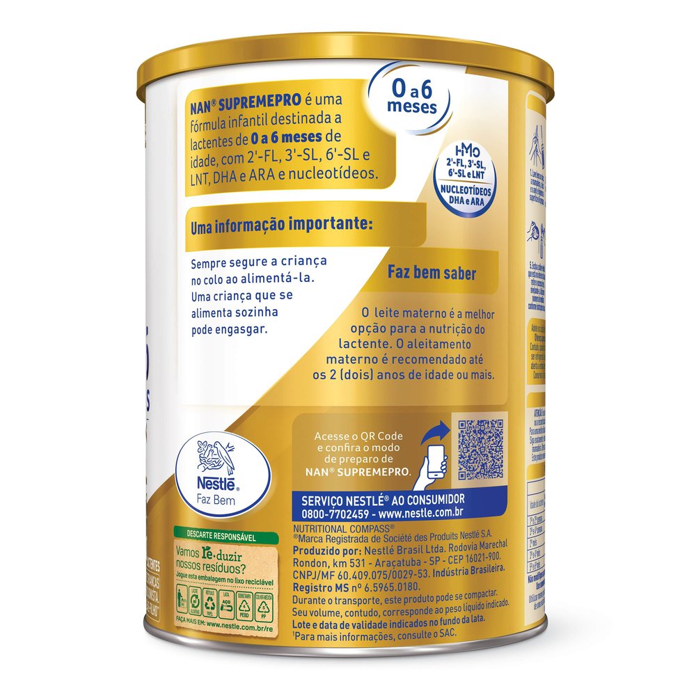 FÓRMULA INFANTIL NAN SUPREME PRO 0 A 6 MESES 400G - Preço Popular