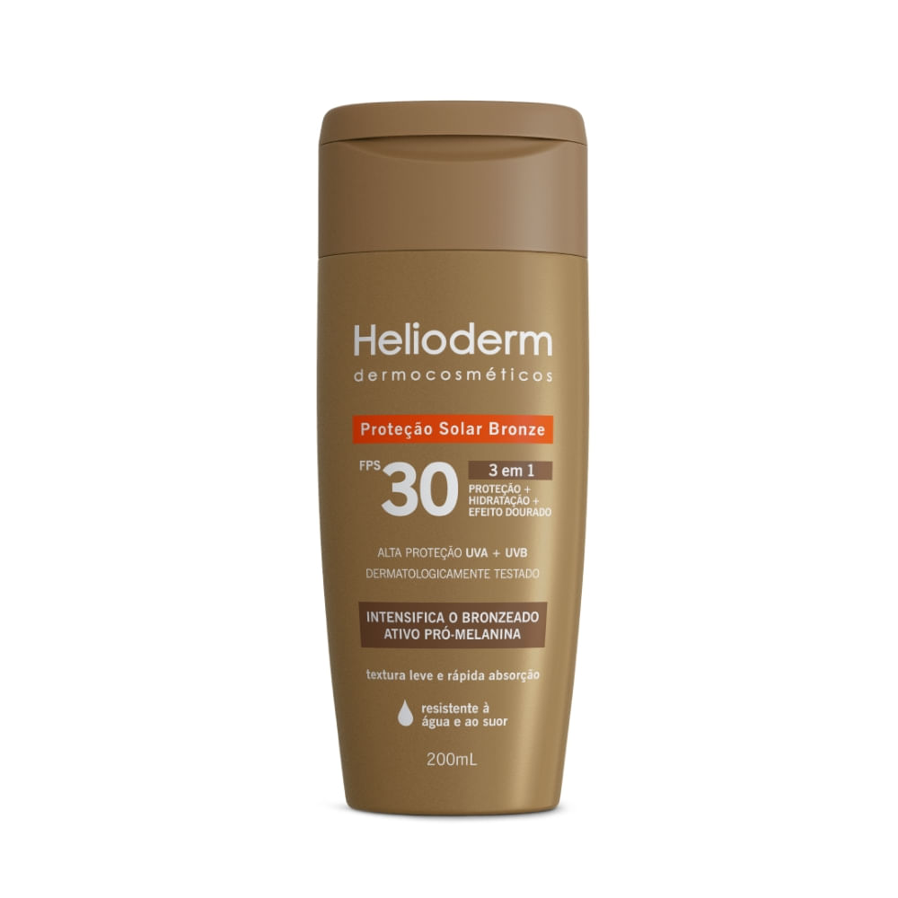Encontraproduto.com.br - Protetor Solar Helioderm Dermocosmeticos 2000ml Fps30 3em1 Bronze