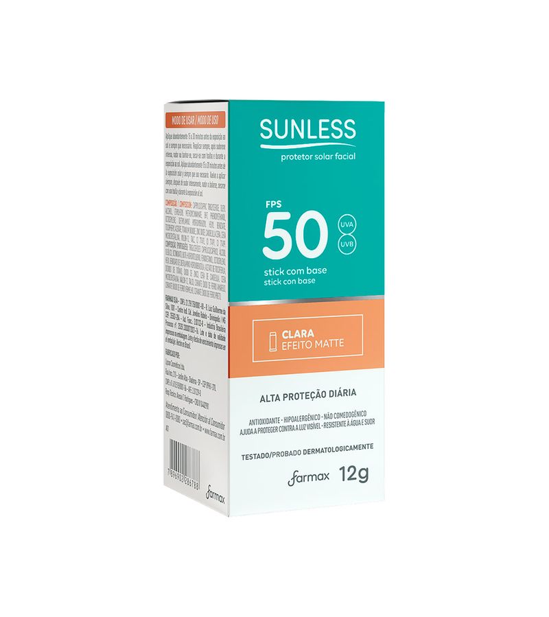 Protetor-Solar-Sunless-Stick-12gr-Fps50-Clara-Efeito-Matte