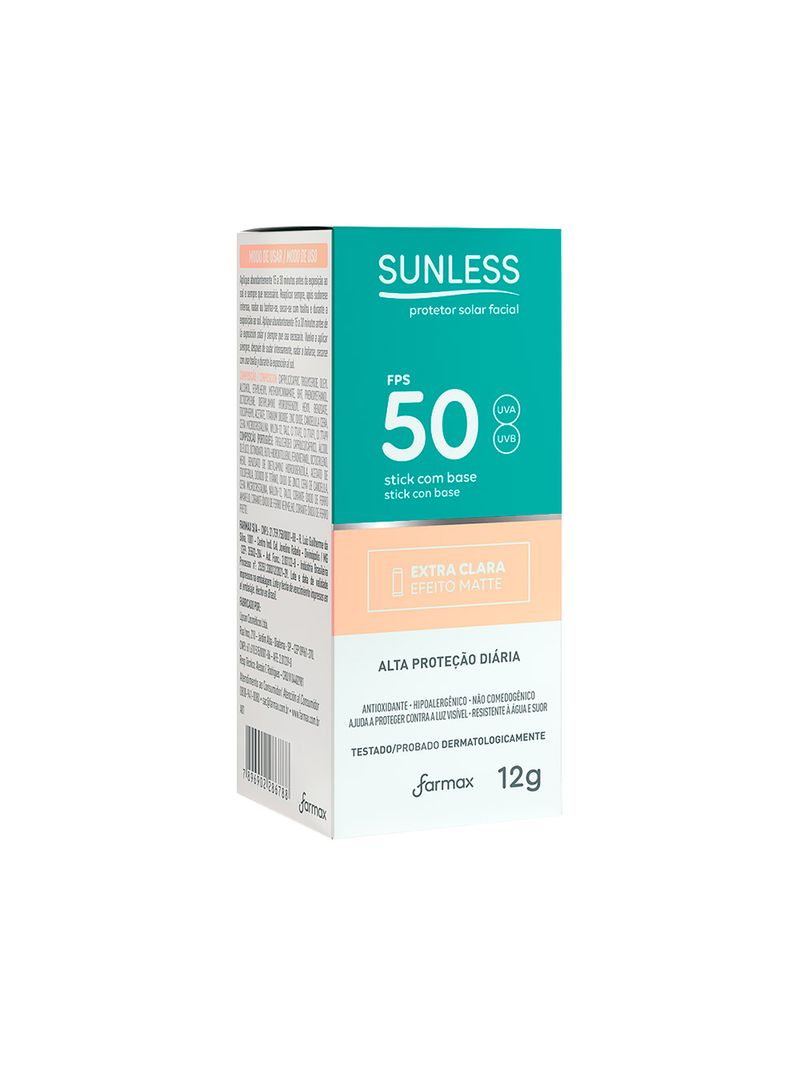 Protetor-Solar-Sunless-Stick-Matte-12gr-Fps50-Extra-Clara