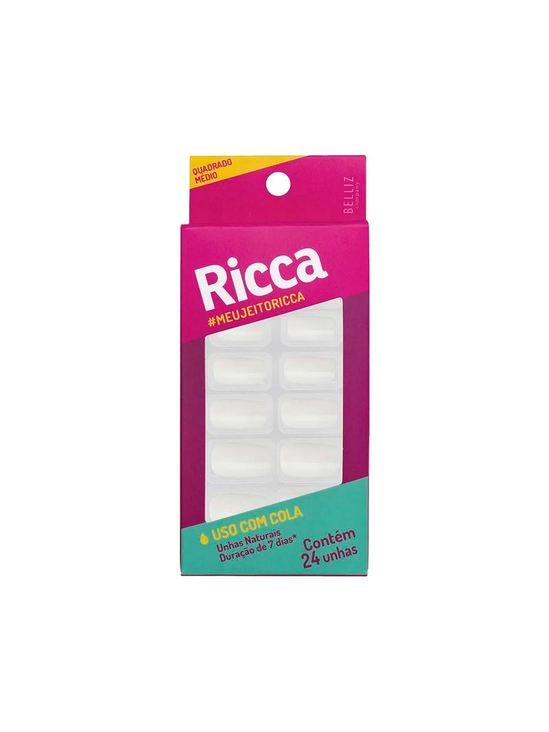 Unhas-Ricca-Com-24-Incolor-Quadrado-Medio