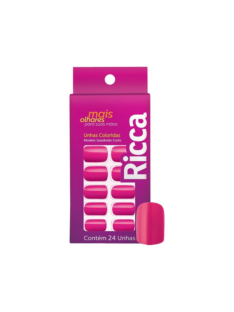 Unhas-Ricca-Com-24-Rosa-Quadrado-Curto