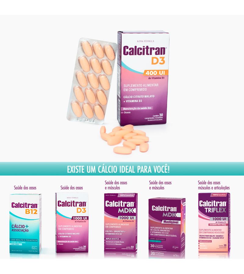 Calcitran-D3-400ui-30-Comprimidos---Calcio-Citrato-Malato-Com-Vitamina-D
