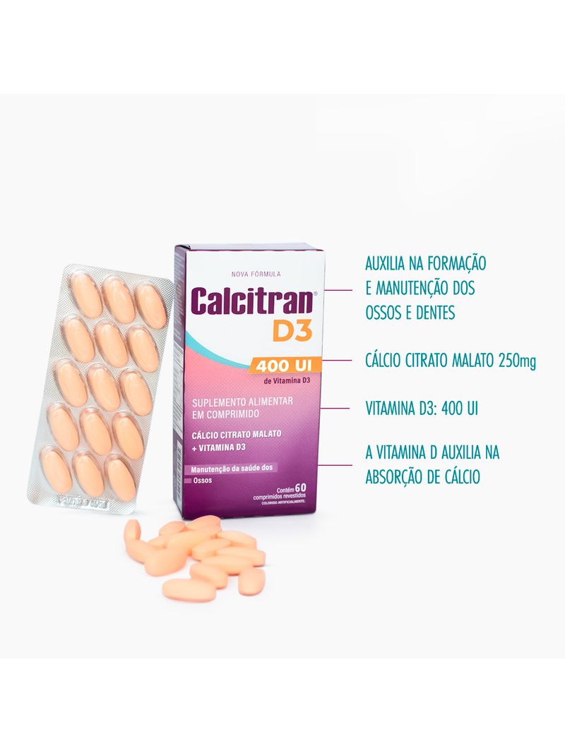 Calcitran-D3-400ui-60-Comprimidos---Calcio-Citrato-Malato-Com-Vitamina-D