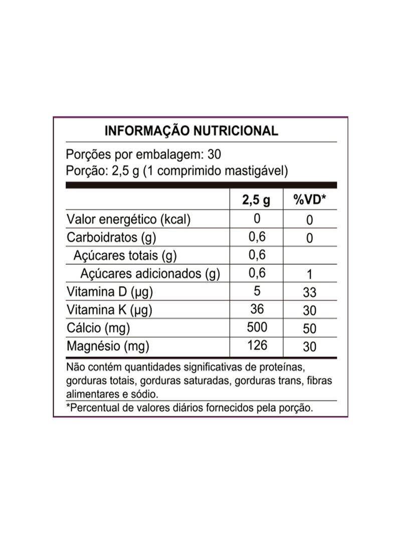Calcitran-Mdk-30-Comprimidos-Mastigaveis---Calcio-Com-Magnesio-Vitamina--D-E-K
