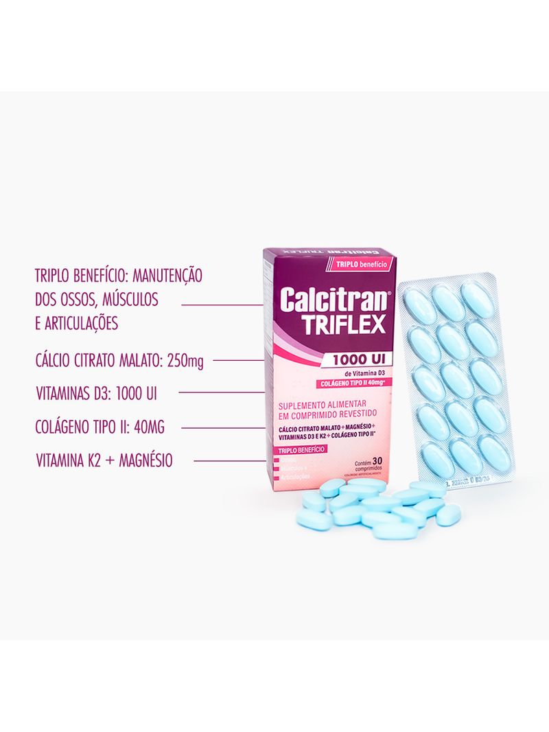 Calcitran-Triflex-30-Comprimidos---Calcio-Colageno-Tipo-2-Magnesio--Vit.-D-E-K