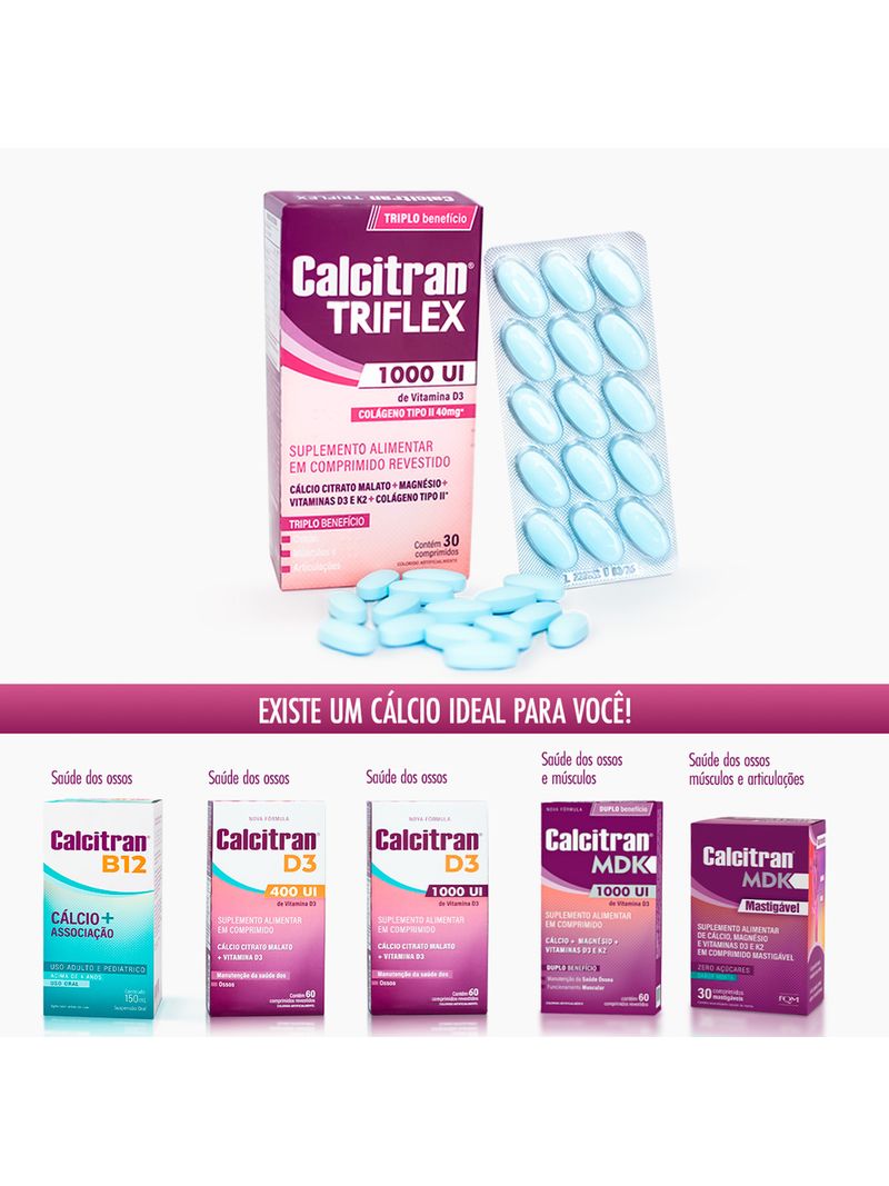 Calcitran-Triflex-30-Comprimidos---Calcio-Colageno-Tipo-2-Magnesio--Vit.-D-E-K