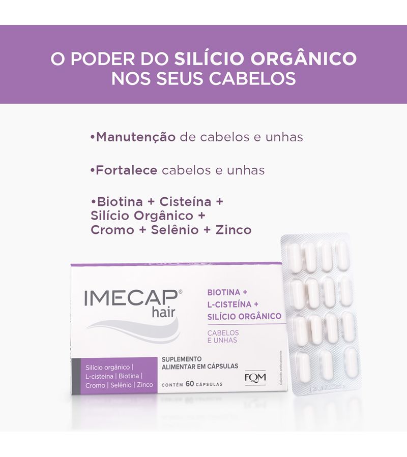 Imecap-Hair-Silicio-Organico-60-Capsulas---Nutraceutico-Para-Cabelos-E--Unhas