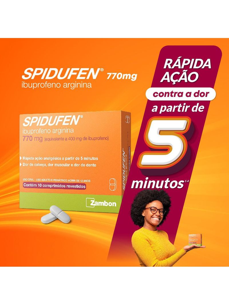 7898074610453-743370-Spidufen-770mg-Ibuprofeno-400mg-e-Arginina-370mg-Zambon-10-Comprimidos-Revestidos