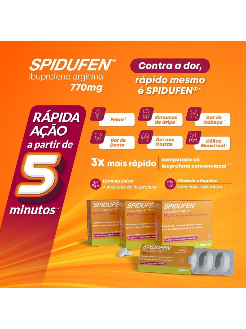 7898074610453-743370-Spidufen-770mg-Ibuprofeno-400mg-e-Arginina-370mg-Zambon-10-Comprimidos-Revestidos