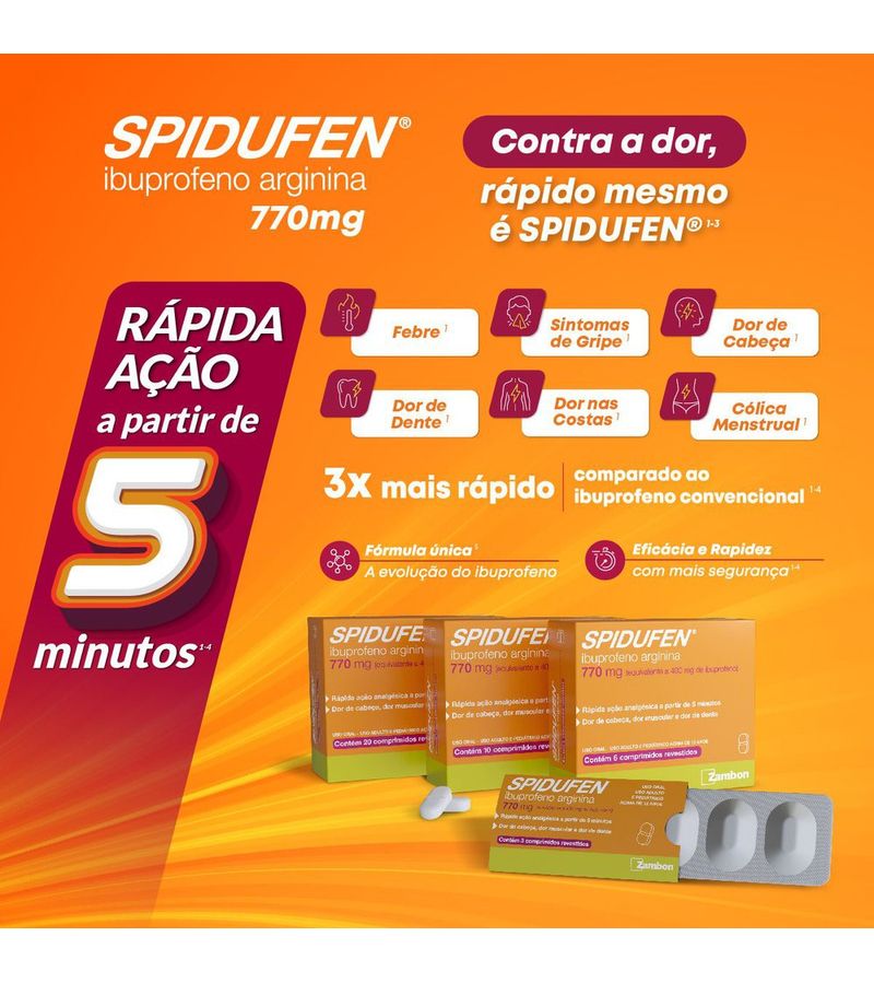7898074610453-743370-Spidufen-770mg-Ibuprofeno-400mg-e-Arginina-370mg-Zambon-10-Comprimidos-Revestidos