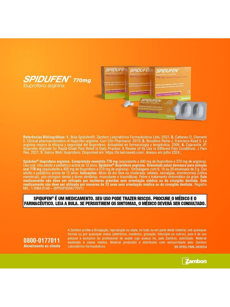 7898074610453-743370-Spidufen-770mg-Ibuprofeno-400mg-e-Arginina-370mg-Zambon-10-Comprimidos-Revestidos