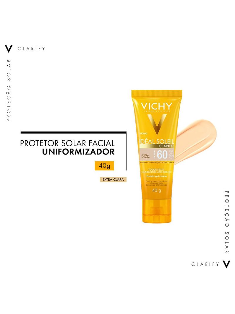 -736629-7899706161824-Protetor-Solar-Vichy--Ideal-Soleil-Clarify-FPS-60-Extra-Clara-40g