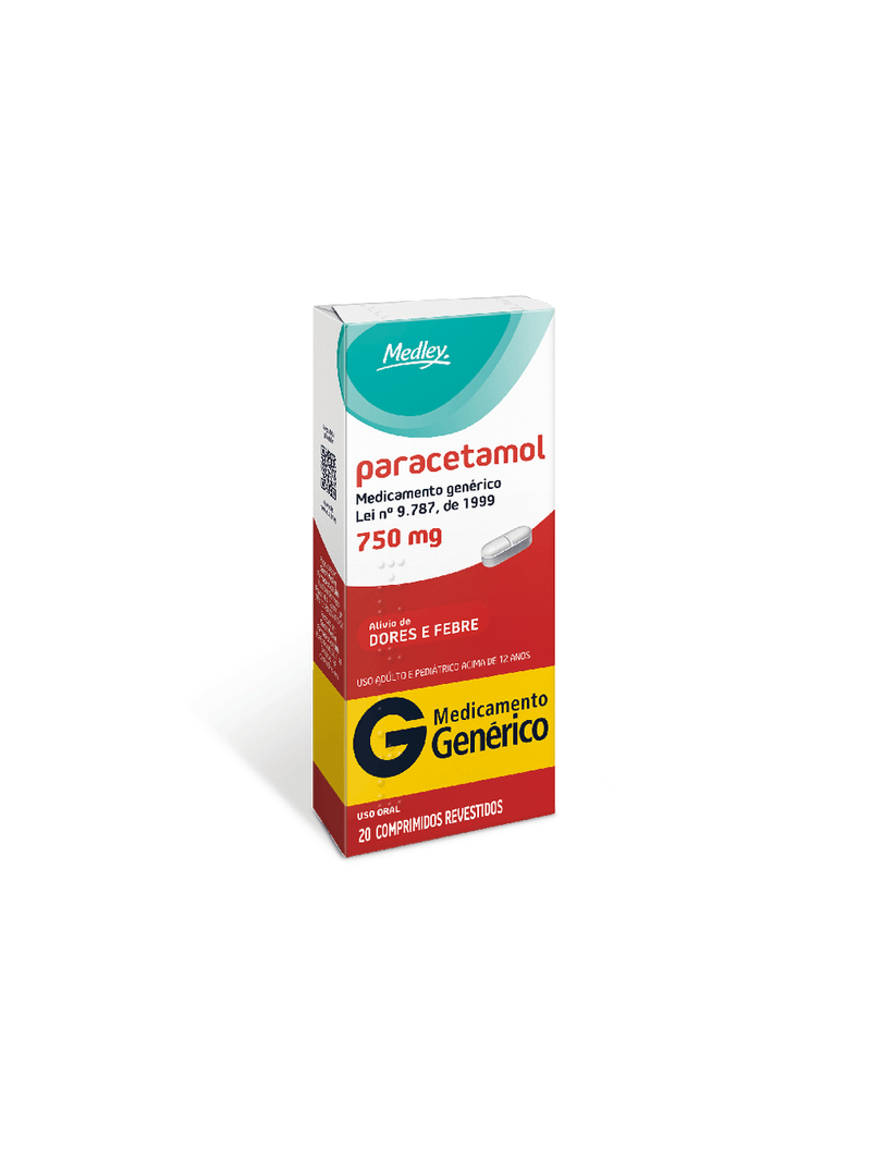 Paracetamol-Medley-750mg-Com-20-Comprimidos