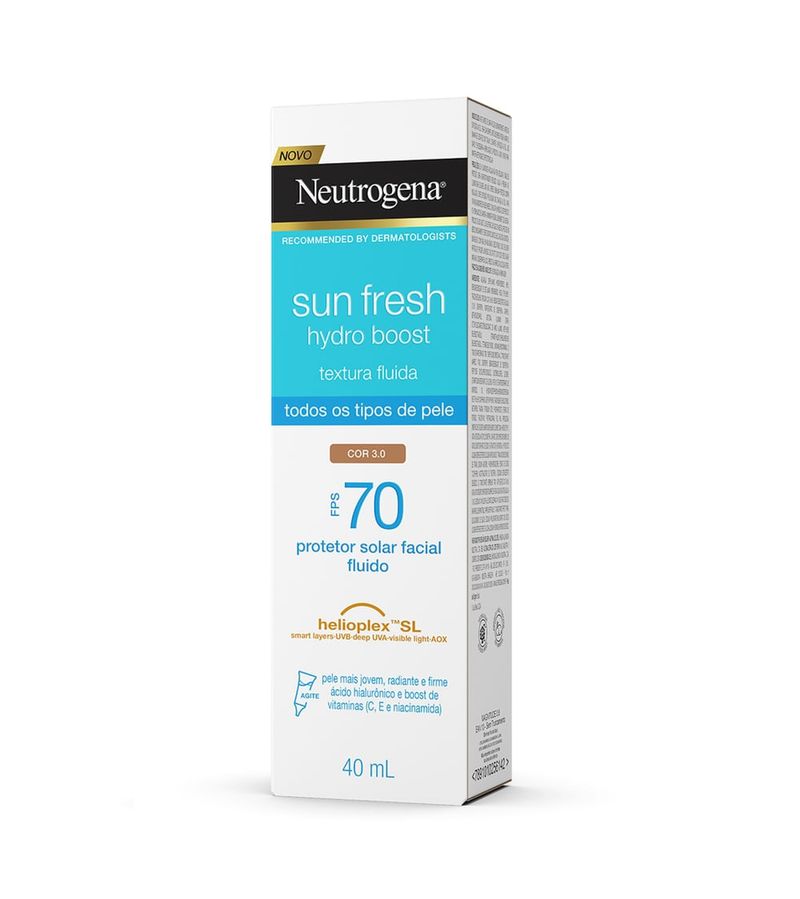Protetor-Solar-Facial-Fps70-Neutrogena-Sun-Fresh-Hydro-Boost-Cor-3.0-40ml