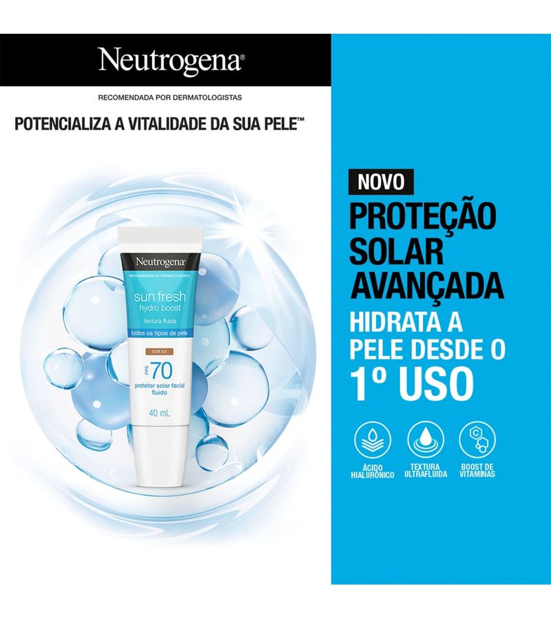 Protetor-Solar-Facial-Fps70-Neutrogena-Sun-Fresh-Hydro-Boost-Cor-3.0-40ml