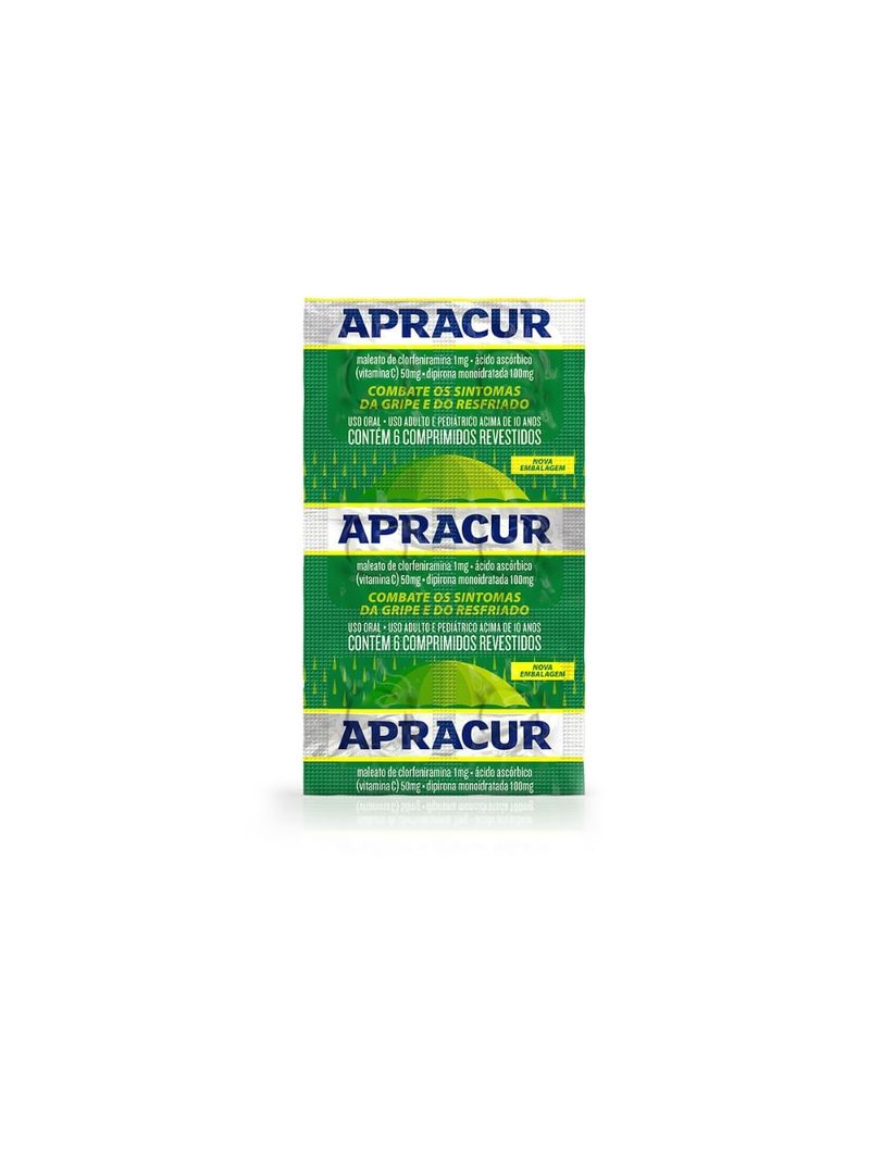 Antigripal-Maleato-de-Clorfeniramina-1mg-Acido-Ascorbico-500mg-Dipirona-Monoidratada-100mg-Apracur-6-Comprimidos