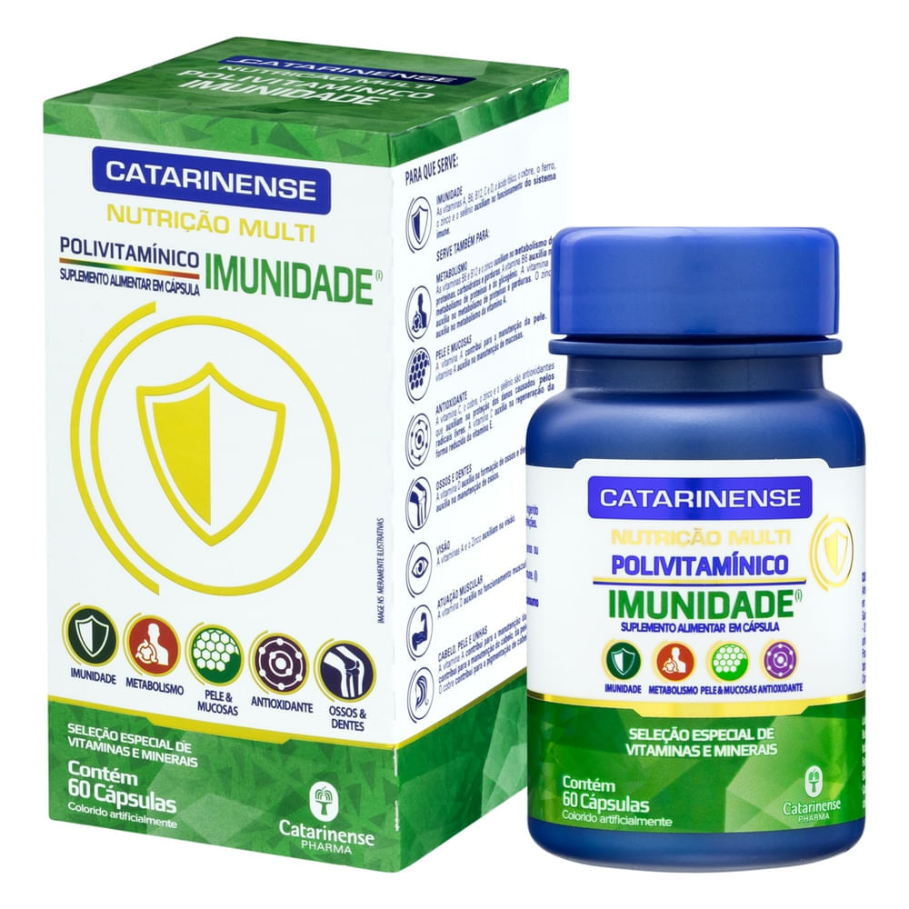 POLIVITAMINICO IMUNIDADE MULTI 60 CAPSULAS CATARINENSE NUTRICAO - Preço ...