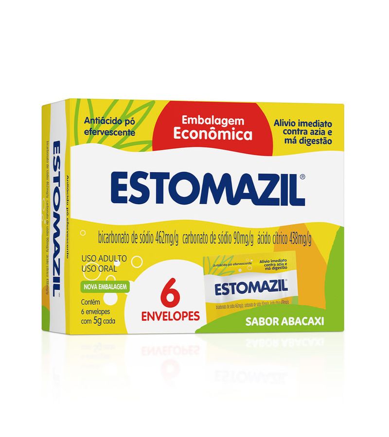 Antiacido-Po-Efervescente-Abacaxi-Estomazil-6-Saches-Embalagem-Economica