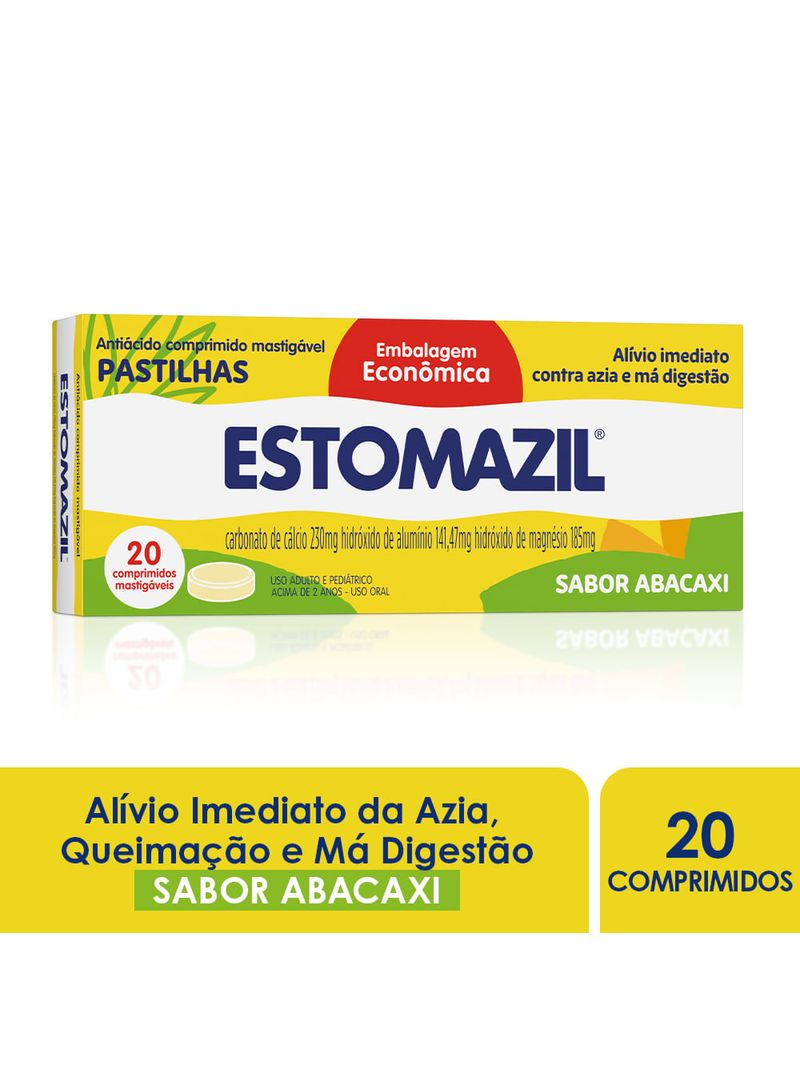 Antiacido-Pastilha-Mastigavel-Abacaxi-Estomazil-20-Comprimidos-Embalagem-Economica