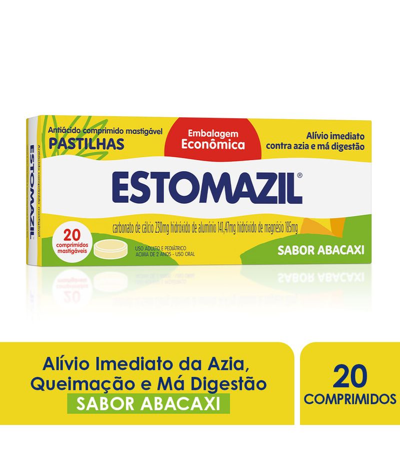 Antiacido-Pastilha-Mastigavel-Abacaxi-Estomazil-20-Comprimidos-Embalagem-Economica