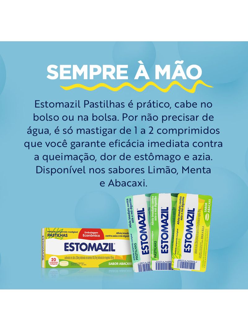 Antiacido-Pastilha-Mastigavel-Abacaxi-Estomazil-20-Comprimidos-Embalagem-Economica