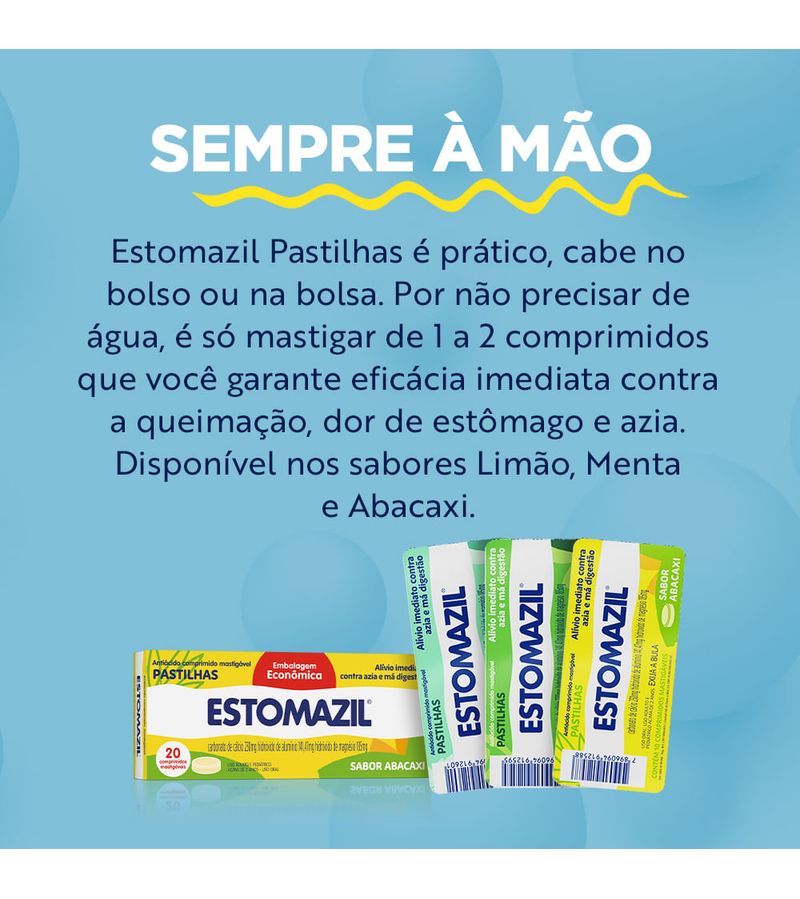 Antiacido-Pastilha-Mastigavel-Abacaxi-Estomazil-20-Comprimidos-Embalagem-Economica