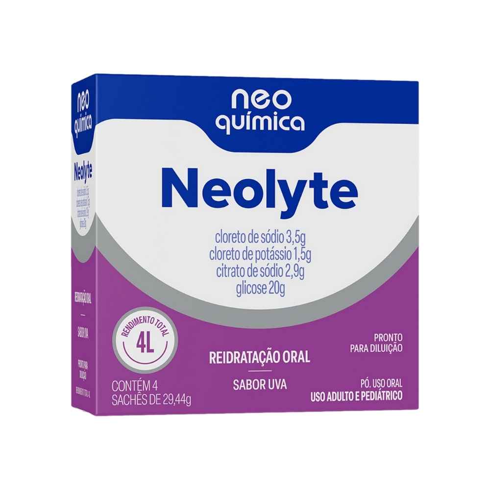 Reidratação Oral Neolyte Sabor Uva Com 4 Sachê de 27,9g Cada Neo Química