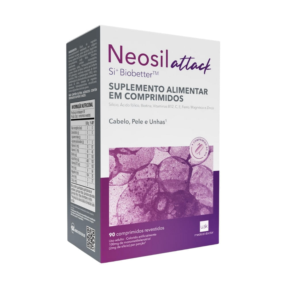 SUPLEMENTO ALIMENTAR NEOSIL ATTACK CABELO PELE E UNHA 90