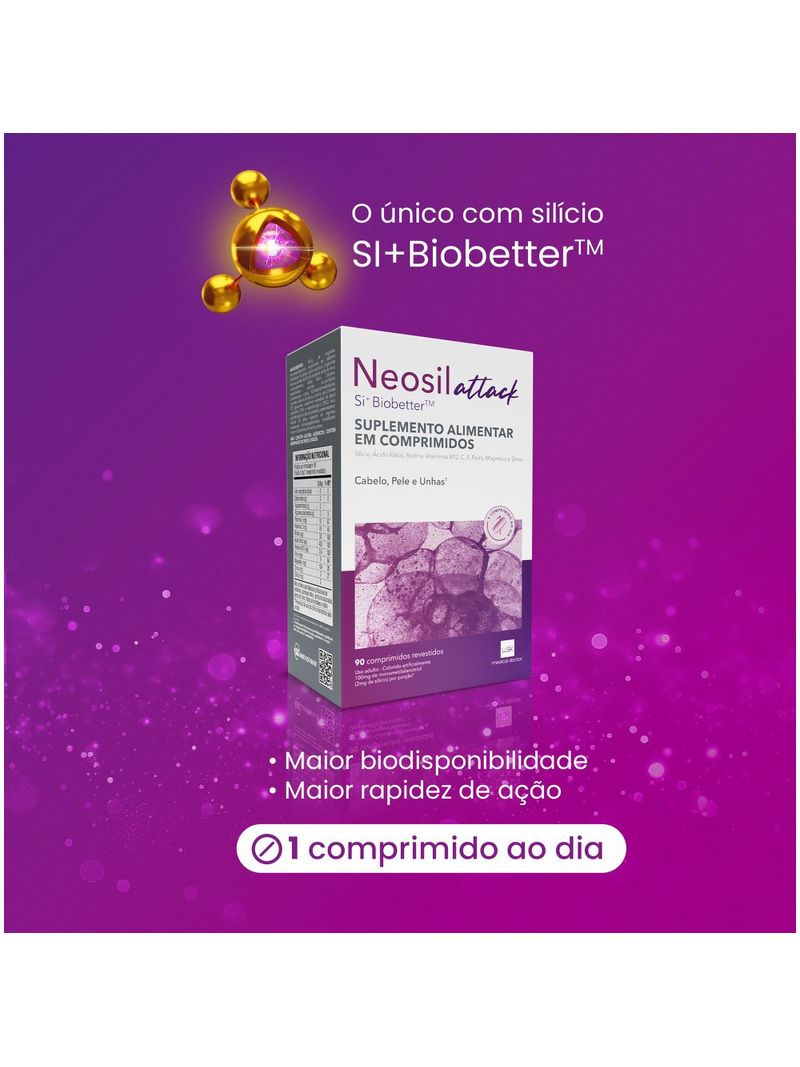 Suplemento-Alimentar-Neosil-Attack-Cabelo-Pele-E-Unha-90-Comprimidos