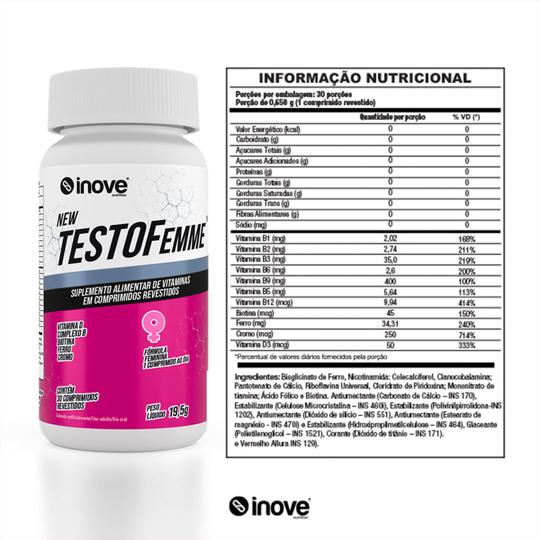 Encontraproduto.com.br - TestoFemme Inove Nutrition 60 Cápsulas