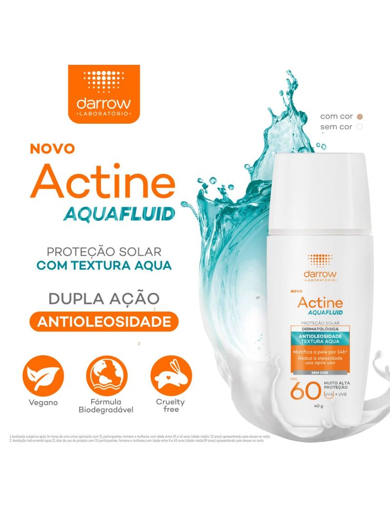 protetor solar facial dermatologico darrow actine aquafluid fps60 tom 15 claromedio 40g 04
