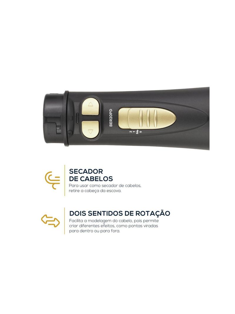 ESCOVA SECADORA DE CABELO ROTATIVA BRITANIA BER20PD BIVOLT