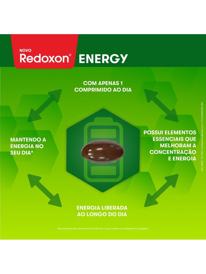 SUPLEMENTO ALIMENTAR REDOXON ENERGY COM 60 CAPSULAS BAYER